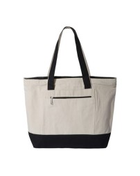 Q-Tees Q1300 19L Zippered Canvas Tote – 12 oz. Heavy Cotton Canvas with Zipper Closure and Front Pocket