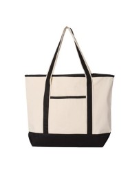 Q-Tees Q1500 34.6L Large Canvas Deluxe Tote – 12 oz. Heavy Cotton Canvas with Interior Zippered Pocket