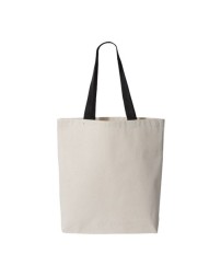 Q-Tees Q4400 11L Canvas Tote with Contrast-Color Handles – 12 oz. Heavy Canvas with Nylon Webbed Handles