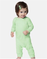 Rabbit Skins 4412 Infant Long Legged Baby Rib Bodysuit – 5 oz. 100% CRSC 1x1 Baby Rib | NB–24M