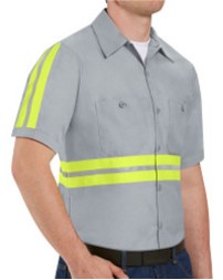 Red Kap SP24ET Men's Tall Enhanced Visibility Industrial Short Sleeve Work Shirt – 4.25 oz. EV Trim | Tall