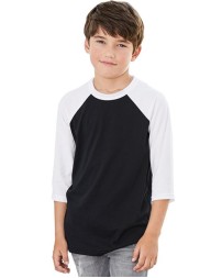 BELLA + CANVAS 3200Y Youth Three-Quarter Sleeve Baseball Tee – 3.6 oz. 52/48 Cotton/Poly Contrast Raglan Baseball Tee | Youth S–L