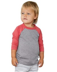BELLA + CANVAS 3200T Toddler Three-Quarter Sleeve Baseball Tee – 3.6 oz. 52/48 Cotton/Poly Contrast Raglan Baseball Tee | Sizes 2T–5T