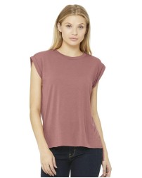 BELLA CANVAS 8804 Women's Flowy Rolled Cuffs Muscle Tee – 3.7 oz. 65/35 Poly/Viscose Women's Flowy Muscle Tee | Rolled Cuffs, Hi-Low Raw Hem