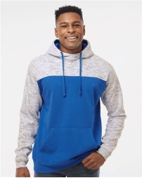 J. America 8676 Men's Mélange Fleece Colorblocked Hooded Sweatshirt – 7.3 oz. Men's Pullover hoodie | S–3XL