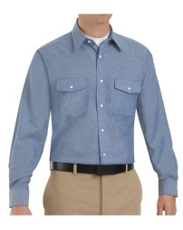 Red Kap SC14T Men's Tall Deluxe Western Style Long Sleeve Shirt – 4 oz. 65/35 Chambray | Tall Sizes