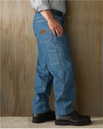 Red Kap PD80 Men's Loose Fit Dungaree Pant – 13.5 oz. 100% Cotton Heavyweight Denim, Rule Pocket, Hammer Loop
