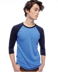 American Apparel BB453W Unisex 50/50 Raglan Three-Quarter Sleeve Tee – 3.6 oz. 50/50 Cotton/Polyester Slim Fit Tee