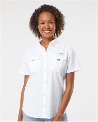 Columbia 139655 Womens PFG Bahama Short Sleeve Shirt - 100% Tactel Nylon Taffeta Quick-Dry Omni-Shade UPF 30 | XS
