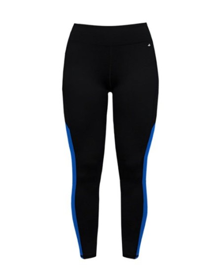 Badger 4637 Women's Panel Tights – 90/10 Poly/Spandex High-Rise Full-Length Contrast Panel Tights | XS–2XL