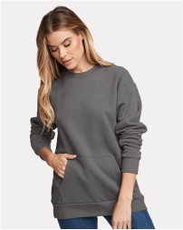 Next Level 9001 Unisex Santa Barbara Pocket Crewneck Sweatshirt – 7.4 oz. 80/20 Cotton/Poly Fleece Crew with Pocket | XS–3XL