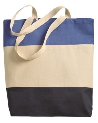 Q-Tees Q125900 11L Tri-Color Canvas Tote – 12 oz. Heavy Cotton Canvas with Contrast Nylon Handles