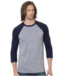 Bayside 9525 Triblend Three-Quarter Sleeve Raglan T-Shirt – Unisex 4.2 oz. 50/38/12 Poly/Cotton/Rayon Raglan Tee | S–3XL