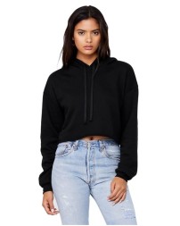 BELLA CANVAS 7502 Women's Crop Fleece Hoodie Sweatshirt – 8 oz. 52/48 Airlume Cotton/Poly Cropped Fleece Hoodie with DTM Drawcord and Raw Hem