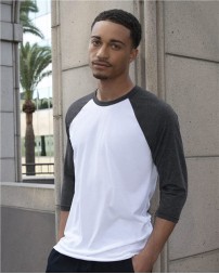 American Apparel BB453US USA-Made 50/50 Raglan Three-Quarter Sleeve Tee – 3.7 oz. 50/50 Cotton/Polyester Slim Fit Tee | XS–XL