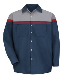 Red Kap SP14AC Men's Performance Tech Long Sleeve Shirt – 4.3 oz. 65/35 Poly/Cotton, Color-Block, Touchtex