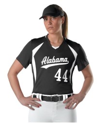 Alleson Athletic 552JG Girls' Short Sleeve Fastpitch Jersey – Plaited Knit + Pin Dot Mesh Cationic Polyester | Girls XS–L