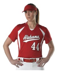 Alleson Athletic 552JW Women's Short Sleeve Fastpitch Jersey – Plaited Knit + Pin Dot Mesh Cationic Polyester | S–3XL