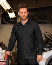 Red Kap SY32 Men's Performance Plus Long Sleeve Shirt with OilBlok – 4.25 oz. Ripstop + Stretch Knit Panels | S–5XL