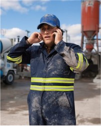 Red Kap CT10EN Men's Enhanced Visibility Action Back Coverall – 7.25 oz. Twill, Reflective Tape | 38–54