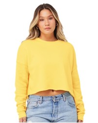 BELLA CANVAS 7503 Women's Crop Fleece Crewneck Sweatshirt – 8 oz. 52/48 Airlume Cotton/Poly Cropped Crewneck Fleece with Raw Hem and Dropped Shoulder