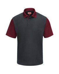 Red Kap SK56 Men's Performance Knit Color-Block Polo – 4.5 oz. 100% Polyester Micro-Mesh, Moisture Wicking, No Pockets