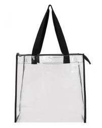 OAD OAD5006 Clear Zippered Tote with Full Gusset – 100% PVC Double-Polished Transparent Stadium-Compliant Tote | 12