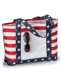 OAD OAD5052 Americana Beach Tote – 600D Stars and Stripes Gusseted Beach Tote | 18