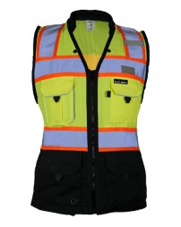Kishigo S5021-5022 Women's Premium Black Series Heavy Duty Surveyors Vest – Women's Surveyors Vest | S–3XL (Women's) | ANSI 107 Type R Class 2