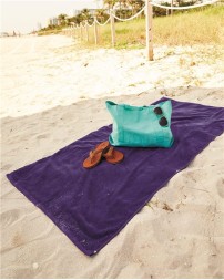 Q-Tees QV3060 Velour Beach Towel – 100% Cotton, Velour One Side/Terry Loop Other Side | 30