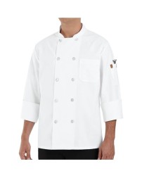 Chef Designs 415 Ten Pearl Button Chef Coat - 65/35 Poly/Cotton Double-Breasted Reversible Front Chef Coat | S-5XL