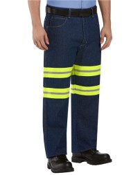 Red Kap PD60ED Men's Enhanced Visibility Relaxed Fit Jeans – 13.75 oz. Cotton Denim, 2.5