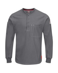 Bulwark QT40T Men's Tall iQ Series® Plus FR Long Sleeve Henley Shirt – Westex G2™ 7.5 oz. 70/30 Cotton/Poly | EBT 12 CAT 2 Tall
