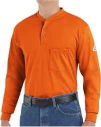Bulwark SEL2 Men's FR Tagless Long Sleeve Henley Shirt – EXCEL FR 7.25 oz. 100% Cotton Interlock | ATPV 9.6 cal/cm² CAT 2
