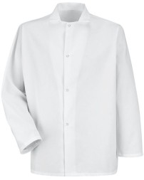 Red Kap 416 Men's Gripper-Front Short Butcher Coat – 7 oz. 65/35 Poly/Cotton Twill, Pocketless | S–4XL
