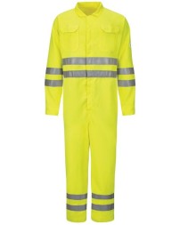 Bulwark CMD8 Men's Hi-Vis Deluxe Coverall with Reflective Trim – 7 oz. CoolTouch® 2 FR Fabric | Fluorescent Yellow-Green