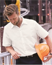 Red Kap SP26T Men's Tall Specialized Short Sleeve Pocketless Work Shirt – 4.25 oz. 65/35 | Tall Food Processing