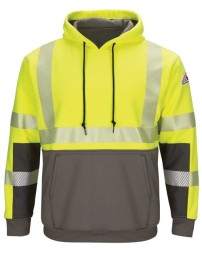 Bulwark SMB4 Men's Hi-Vis Color-Blocked FR Pullover Hoodie – 10.5 oz. 67/29/4 Modacrylic Shell + Waffle Lining | ATPV 35 CAT 3