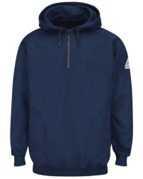Bulwark SEH8T Men's Tall FR Quarter-Zip Hooded Sweatshirt – 12.5 oz. 95/5 Cotton/Spandex Brushed Fleece | EBT 17 CAT 2 Tall