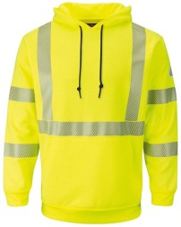 Bulwark SMH4 Men's Hi-Vis FR Pullover Hooded Sweatshirt – 10.5 oz. 67/29/4 Modacrylic/Cotton/Polyester | ATPV 20 CAT 2 ANSI Class 3