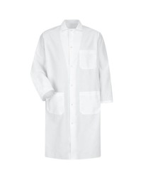 Red Kap KS64 Unisex Butcher Coat – 100% Spun Polyester, Interior Chest Pocket, 6-Gripper, Side Vents