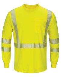 Bulwark SMK8T Men's Tall Hi-Vis Lightweight FR Long Sleeve T-Shirt – 6.7 oz. Modacrylic/Lyocell/Aramid | ATPV 8.3 CAT 2 Tall
