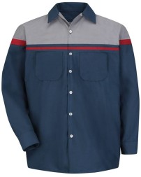Red Kap SP14ACT Men's Tall Performance Tech Long Sleeve Shirt – 4.3 oz. 65/35 Color-Block Touchtex | Tall Sizes