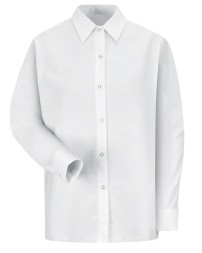 Red Kap SP15 Women's Long Sleeve Specialized Pocketless Poplin Work Shirt – 4.25 oz. 65/35, Gripper, Food Processing