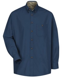 Red Kap SC74 Men's Cotton Contrast Dress Shirt – 6 oz. 100% Cotton Twill, Tortoise Shell Buttons, Contrasting Collar LS