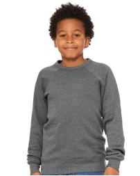 BELLA CANVAS 3901Y Youth Sponge Fleece Raglan Crewneck Sweatshirt – 8 oz. 52/48 Airlume Cotton/Poly Sponge Fleece Youth Raglan Crewneck | S–L