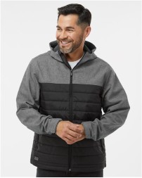 DRI DUCK 5324 Men’s Pinnacle Soft Shell Puffer Jacket – 90/10 Polyester/Spandex Bonded Softshell | 3 oz. Channel-Quilted Polyfill | Three-Piece Hood