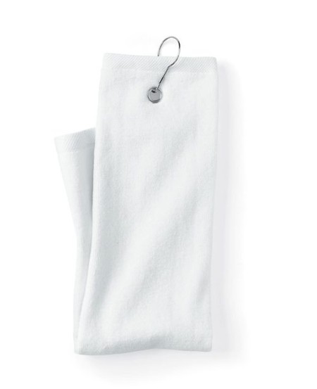 Carmel Towel Company C162523TGH Trifold Golf Towel with Grommet – 100% Cotton Velour | Dobby Hemmed | Trifold Hook | 16