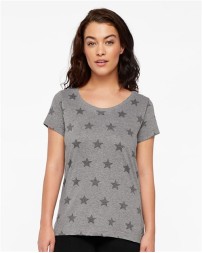 Code Five 3629 Women's Star Print Scoop Neck Tee - 4.5 oz. 60/40 Combed Ring-Spun Cotton/Polyester Vintage Fine Jersey Women's Star Print Scoop Neck | S-2XL
