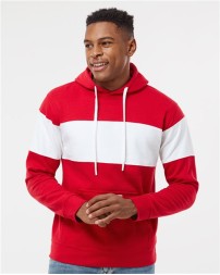 J. America 8644 Men's Varsity Fleece Colorblocked Hooded Sweatshirt – 8 oz. Men's Pullover hoodie | XS–3XL